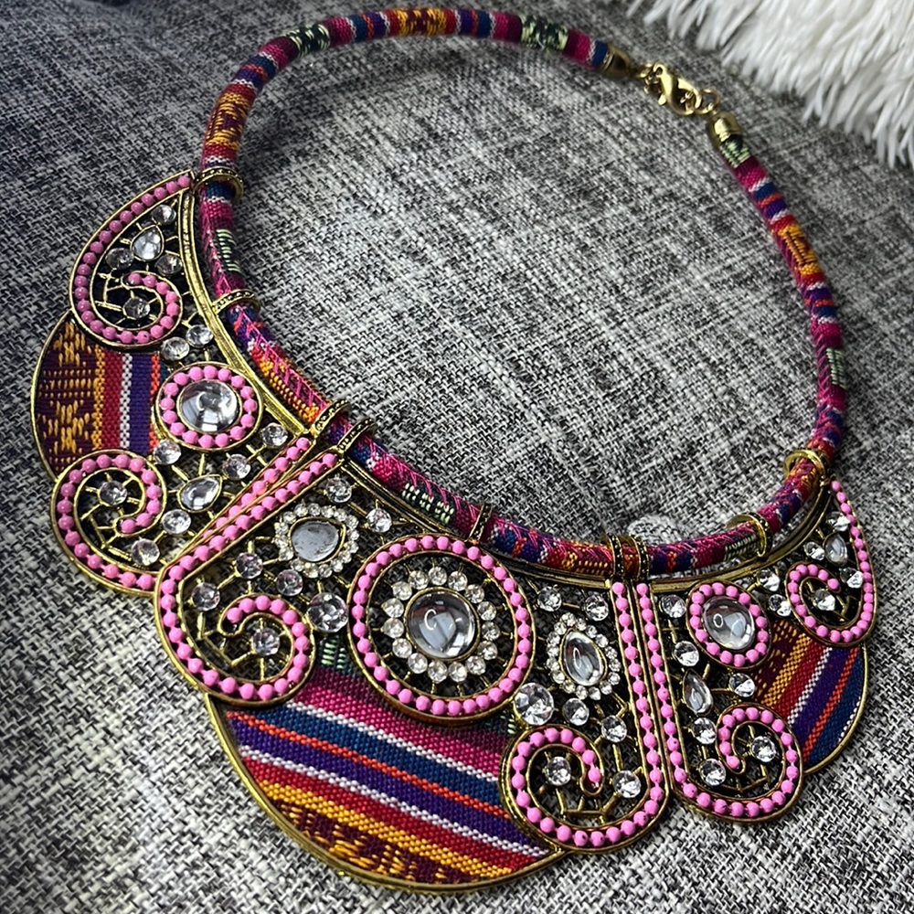 Boho fabric colorful necklace